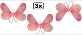 3x Vlindervleugels roze kids