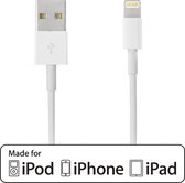 Deltaco IPLH-171, Lightning synchroniseer / oplaadkabel geschikt voor iPad, iPhone en iPod, MFi, wit, 1m