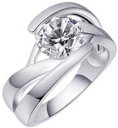 Schitterende Zilveren Brede Ring met Swarovski ® Zirkonia 15.25 mm. (maat 48) model 143