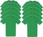 10 x Fruit of the Loom V-Hals ValueWeight T-shirt Kelly Green Maat L