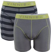 Vinnie-G boxershorts Lime Stripe - Grey 2-pack