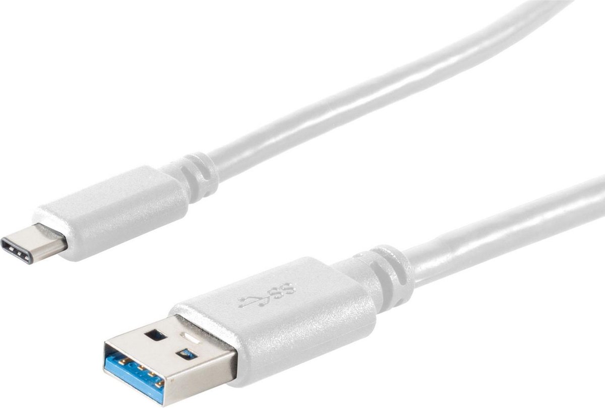 USB-C naar USB-A kabel - USB3.0 - tot 2A / wit - 3 meter