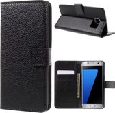 Grain litchi lederlook wallet hoesje Samsung Galaxy S7 Edge zwart