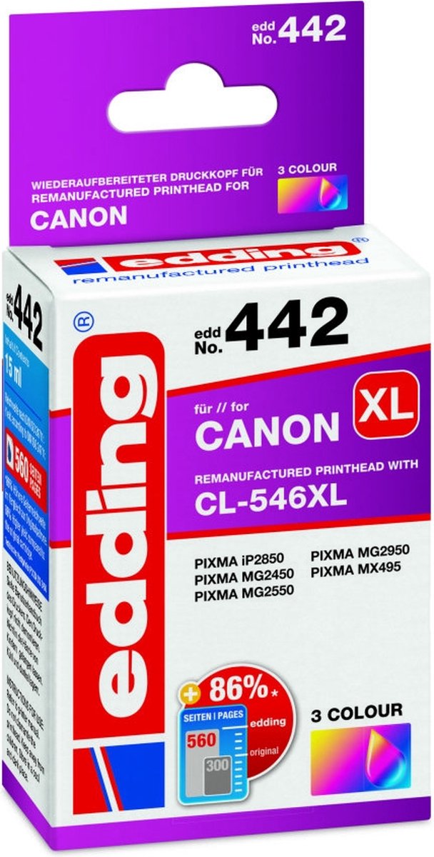 Edding Inktcartridge vervangt Canon CL-546 XL Compatibel Kleur EDD-442 18-442