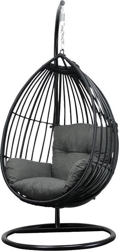 kloof Plons oor Hangstoel - Egg Chair - Paris - Zwart - Incl. Weerbestendig Kussen | bol.com