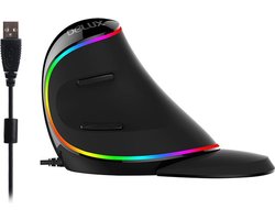 Delux - M618PR - Bedraad- Anti-RSI / Muisarm - Ergonomisch - Grote handen - Verticale Muis - Gaming muis - instelbare knoppen - 800 tot 12400 DPI - Verwijderbare Polssteun - 5 Knoppen - Plug & Play - Rechtshandig