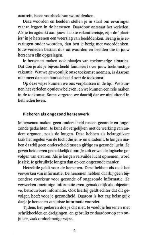 Tekstpagina met informatie over woorddenken en ongezond hersenwerk. Pagina 12.