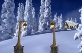 Kerstdorp achtergrond - 70x100 cm - Winterlandschap Kerstdorp (oa Lemax, Luville, Action) - kerstdecoratie binnen