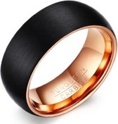 Schitterende Zwarte Rosé Goud Kleur Ring | Wolfraamcarbide Ring | Brede Ring 20.00 mm. (maat 63)