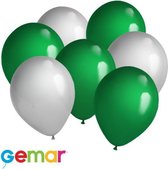 30 ballonnen Zilver en Groen (Ook geschikt voor Helium)