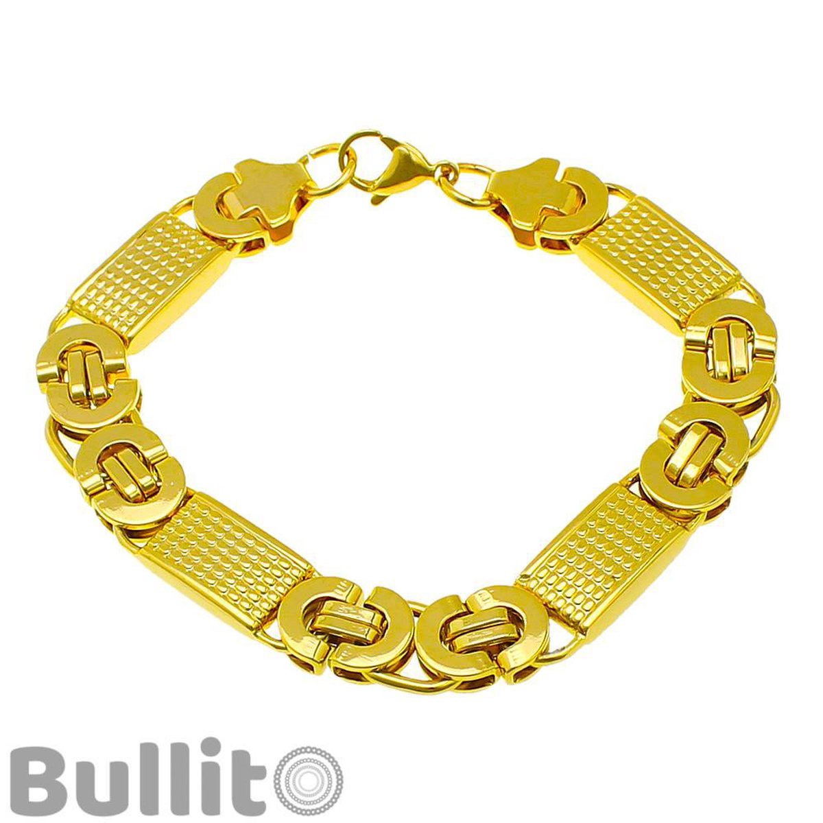 Rich" Gouden Armband - 18k Gold Plated - 60 GRAM - 11 x 5mm - 23cm - Heren  - 24krt | bol.com