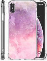 Geschikt voor iPhone Xs Max TPU-siliconen Hoesje Design Pink Purple Paint