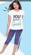 Dice Zomersetje / pyjama meisjes Sparkle wit/blauw/turquoise maat 110/116