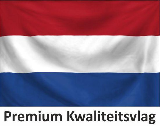 Nederlandse vlag, rood-wit-blauw, 'Premium Kwaliteitsvlag'.