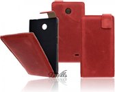 Devills Crazy Lederen Flip Case Cover Hoesje Nokia X Antiek Rood