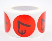 Prijsstickers op rol 7 euro 2cm - 500 stuks