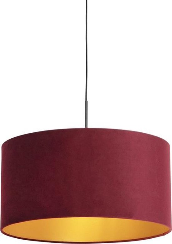 QAZQA combi - Landelijke Hanglamp met kap - 1 lichts - Ø 500 mm - Rood - Woonkamer | Slaapkamer | Keuken