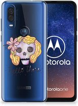 Motorola One Vision Silicone Back Case Boho Skull