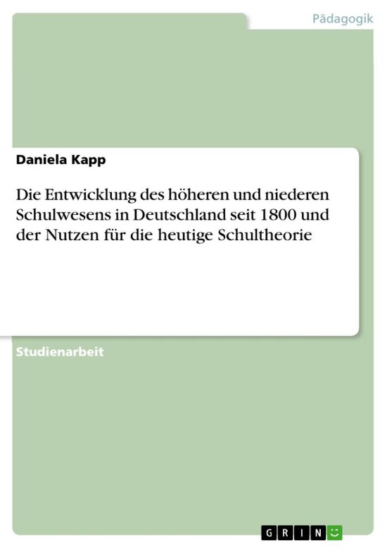 Die Entwicklung des höheren und niederen Schulwesens in Deu ... - cover