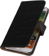 Croco Bookstyle Wallet Case Hoesjes voor Galaxy E5 Zwart