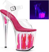 Pleaser Sandaal met enkelband, Paaldans schoenen -36 Shoes- FLAMINGO-808FLM Paaldans schoenen Roze/Transparant