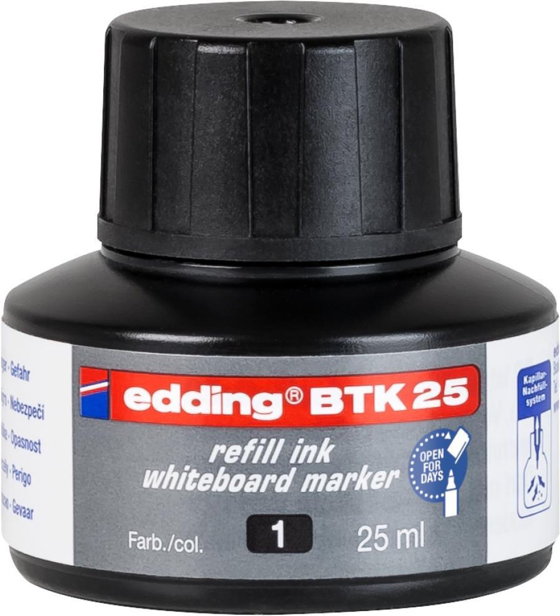 edding BTK25 (25 ml) navulinkt voor boardmarkers edding 28/29/250/360/361/363 - zwart