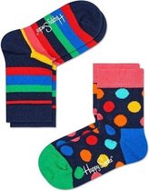 Happy Socks - 2 Pack - Stripe & Dot - Blauw - Unisex - Maat 4-6 - 27-30