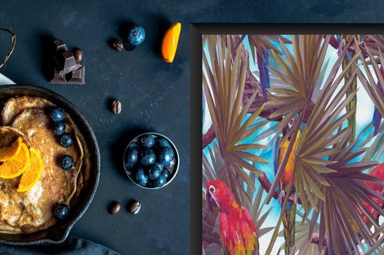 KitchenYeah® Inductie beschermer 59x52 cm - Vintage - Papegaai - Regenboog - Jungle - Kookplaataccessoires - Afdekplaat voor kookplaat - Inductiebeschermer - Inductiemat - Inductieplaat mat