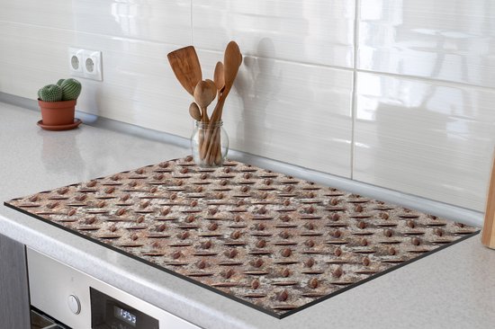 KitchenYeah® Inductie beschermer 76x51.5 cm - Metaal - Platen - Roest print - Patronen - Kookplaataccessoires - Afdekplaat voor kookplaat - Inductiebeschermer - Inductiemat - Inductieplaat mat