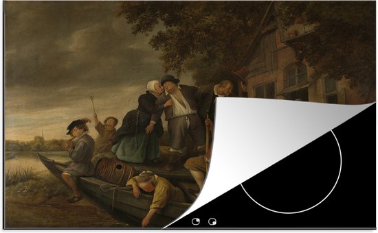 KitchenYeah® Inductie beschermer 80x52 cm - Het vrolijk huiswaartskeren - Jan Steen - Kookplaataccessoires - Afdekplaat voor kookplaat - Inductiebeschermer - Inductiemat - Inductieplaat mat
