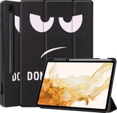 Case2go - Housse pour tablette adaptée au Samsung Galaxy Tab S8 Plus (2022) - 12,4 pouces - TPU flexible - Étui livre à trois volets - Avec porte-crayon - Don't Touch Me