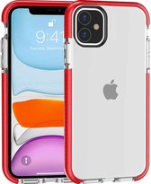 Apple iPhone 11 Pro Rood backcover TPU hoesje Transparant Stevige Siliconen Plus 3 X Gratis Tempered Glass Screenprotectors