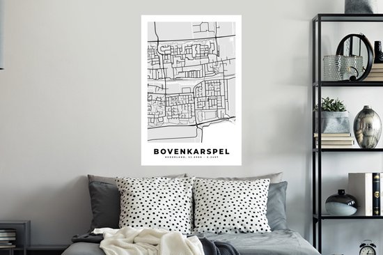 Muurstickers - Sticker Folie - Kaart - Bovenkarspel - Stadskaart - Plattegrond - 60x90 cm - Plakfolie - Muurstickers Kinderkamer - Zelfklevend Behang - Zelfklevend behangpapier - Stickerfolie