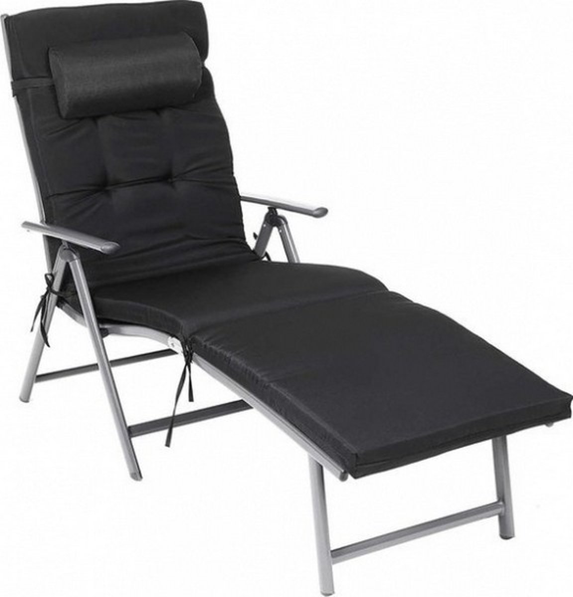 loungestoel 183 x 60 cm aluminium zwart