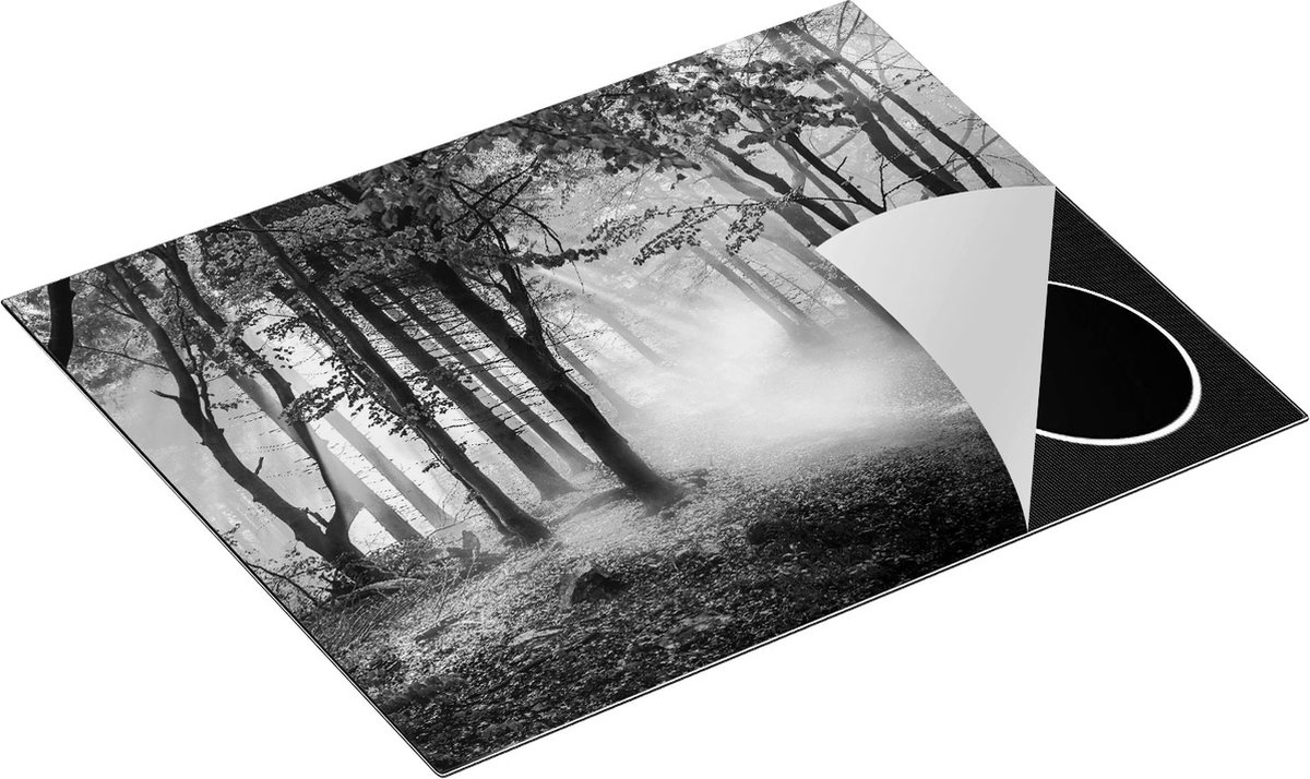 Chefcare Inductie Beschermer Rood Bos met Bomen - Zwart Wit - 65x52 cm - Afdekplaat Inductie - Kookplaat Beschermer - Inductie Mat
