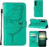 Mobigear Telefoonhoesje geschikt voor Sony Xperia 1 IV Hoesje | Mobigear Butterfly Bookcase Portemonnee | Pasjeshouder voor 2 Pasjes | Telefoonhoesje voor Pinpas / OV Kaart / Rijbewijs - Groen