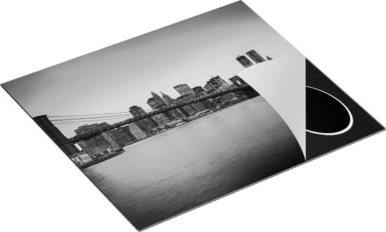 Chefcare Inductie Beschermer New York Brooklyn Brug bij Zonsondergang - Zwart Wit - 60x50 cm - Afdekplaat Inductie - Kookplaat Beschermer - Inductie Mat