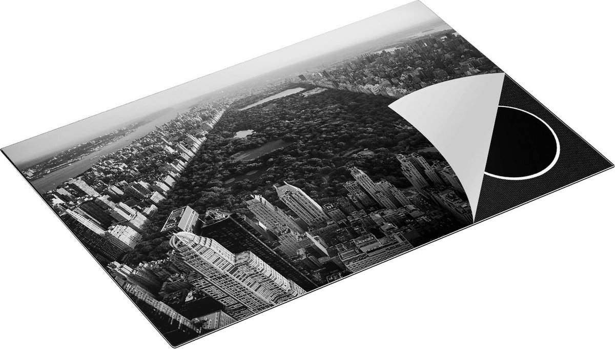 Chefcare Inductie Beschermer Central Park in New York met Wolkenkrabbers - Zwart Wit - 80,2x52,2 cm - Afdekplaat Inductie - Kookplaat Beschermer - Inductie Mat