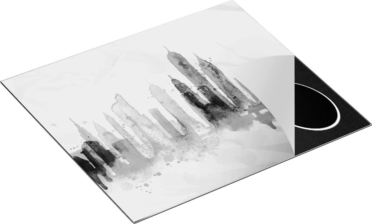 Chefcare Inductie Beschermer Kleurrijk New York van Aquarel - Abstract - Zwart Wit - 60x52 cm - Afdekplaat Inductie - Kookplaat Beschermer - Inductie Mat