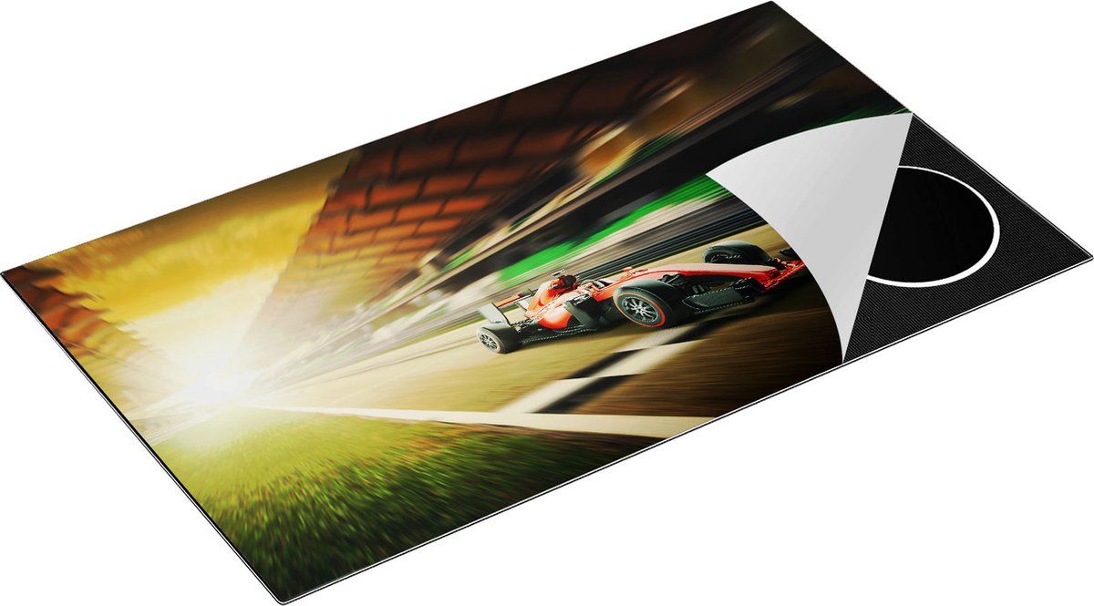 Chefcare Inductie Beschermer Formule 1 Auto bij de Finish in het Rood - 91,6x52,7 cm - Afdekplaat Inductie - Kookplaat Beschermer - Inductie Mat