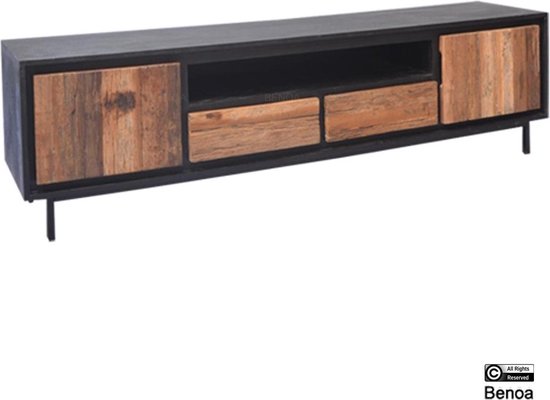 TV-meubel Anayah gerecycled hout 180 cm - zwart