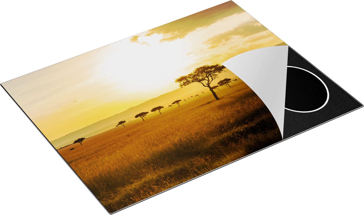 Chefcare Inductie Beschermer Zonsondergang in de Savanne - 77x59 cm - Afdekplaat Inductie - Kookplaat Beschermer - Inductie Mat