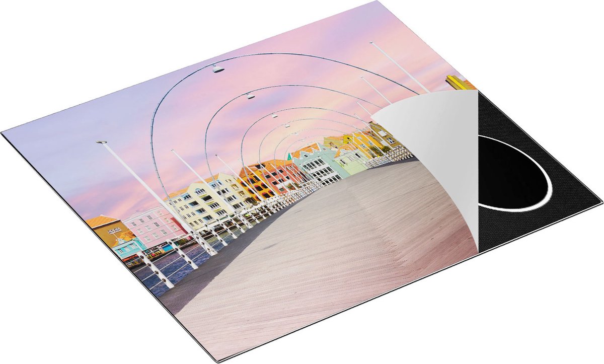 Chefcare Inductie Beschermer Willemstad Gekleurde Huisjes in Curaçao - 59x51 cm - Afdekplaat Inductie - Kookplaat Beschermer - Inductie Mat