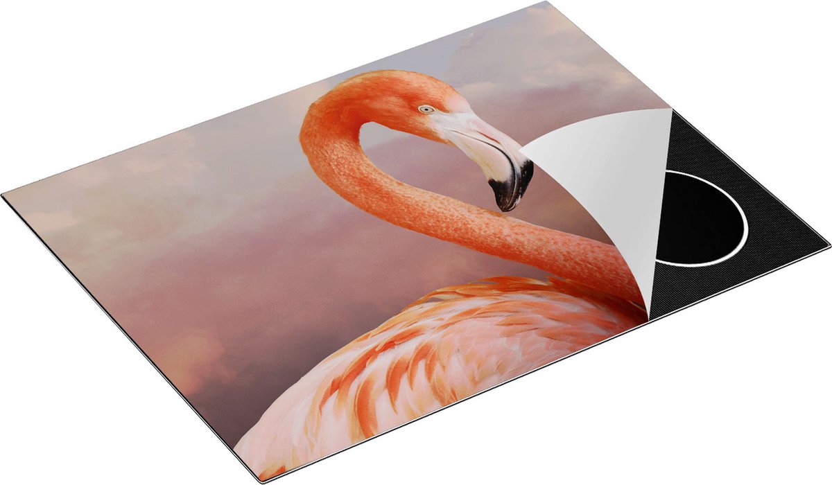 Chefcare Inductie Beschermer Roze Flamingo in de Wolken - 70x52 cm - Afdekplaat Inductie - Kookplaat Beschermer - Inductie Mat