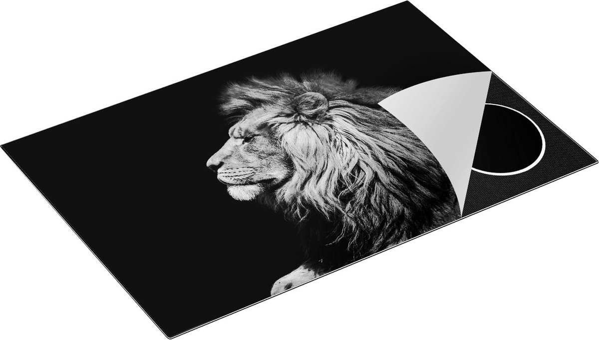 Chefcare Inductie Beschermer Leeuw - Zwart Wit - 81,2x52 cm - Afdekplaat Inductie - Kookplaat Beschermer - Inductie Mat