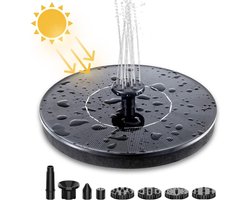Rogoods - Solar Fontein op Zonne Energie - Fontein Pomp voor Tuin / Vijver / Zwembad / Waterschaal / Vogelbadje - 6 Opzetstukken - Sterke Straal - 16 CM Waterfontein