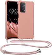 kwmobile telefoonhoesjegeschikt voor Oppo A74 (5G) / A54 (5G) - Hoesje van siliconen met telefoonkoord - In parelmoer