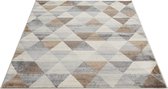 SEHRAZAT Vloerkleed- modern laagpolig vloerkleed geodriehoek patroon, bruin 80x150 cm