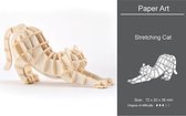 Houten dieren 3D puzzel - Puzzel - 3D – Zelf in elkaar zetten - Speelgoed bouwpakket 7.2 x 2 x 3.6 cm - Uitrekkende Kat