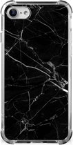 Smartphone hoesje iPhone SE 2022/2020 | iPhone 8/7 Mobiel Hoesje met transparante rand Marmer Zwart